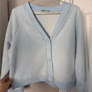 Zara Light Blue Checkered Cardigan - Never Worn
